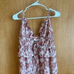 Storia  Floral Ruffle Midi Dress Pink Blush Tie Front Boho Maxi Small Photo 3