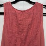 Made in Italy 100% Linen 3D Floral Tank Dress Medium Beachy Coastal Nautical Pink Photo 6