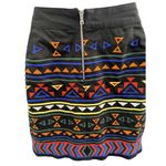Sam Edelman  MultiColor Geometric Print Zip Front Mini Skirt‎ Cotton Skirt Size 2 Photo 1