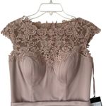 La Femme NWTs Mauve Dusty Rose Elegant Lace Dress size 2 Chrystal Rhinestone Photo 3