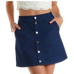 Refuge NEW Denim Mini Skirt Size Small Charlotte Russe Buttons Dark Blue Photo 6