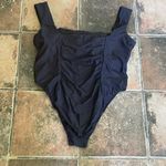 J.Crew  Navy Blue Ruched Squareneck One Piece Swim Suit Size 24 Photo 2