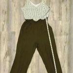 HYFVE  Women’s Olive Pants/Black White Stripe Tank Top Romper Jumpsuit Size S Photo 7