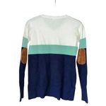 Pink Clover Pink Clover Color Block V-Neck Sweater with Elbow Patches - Size S Photo 1