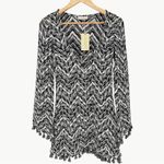 Ramy Brook NWT  Cassie Crochet Knit Boho Mini Dress | Sz Small | Black & Silver Photo 1