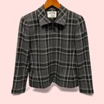 Kasper Cute vintage 90’s wool blend windowpane plaid zip front blazer/jacket pockets Photo 1