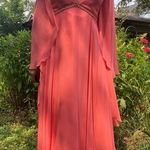 Size L//Vintage 60s Peach Chiffon Gown with Pearl Trim Pink Size L Photo 1