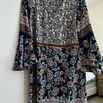 Westport  Long Sleeve Floral Dress - Blue, Orange, White Photo 0