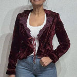 Lulumari  Burgundy Vintage Velvet Jacket Sz L NWT Photo 0