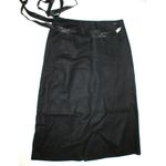 Jill Stuart New NWT Womens Long Black Wool Skirt Designer 6 Wrap Leather Belt Photo 2