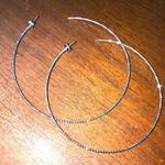 Womens Large Hoop Fashion Earrings Post Silver Photo 3