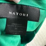 Natori  Green Satin Pajama Top with White Piping Photo 10