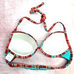 Xhilaration  Red Blue Stripe Padded String Hook Wired Bikini Top Swimwear Medium Photo 3