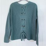 Lucky Brand  Teal Lace Up Back Pullover Sweater M Photo 1