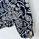 Liz Claiborne  10 Jacket Navy White Floral Silver Button Artsy Boho Statement Photo 4