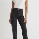 Madewell The Perfect Vintage Straight Jeans Black Wash Frayed Hem Denim Size 26 Photo 0