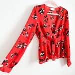 VICI Rendezvous Red Floral Deep Balloon sleeve Peplum Blouse Photo 10
