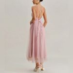 Rihoas Pink Mesh Flowy Slip Midi Dress Photo 3