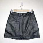 Free People Faux Leather Mini Skirt Black High Rise A Line Vegan Size 0 Photo 2