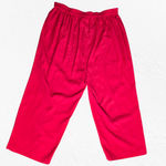 1990s Vintage Red Silk Floral Embroidery Cropped Capri Wide Leg Pants Size 14 Photo 4