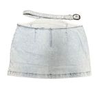 We Wore What Revolve  Medium Cutouts Belted Mini Skirt Blue Light Wash Stretch NWT Photo 1