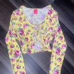Torrid  Floral Yellow Long Sleeve Crop Top Photo 1