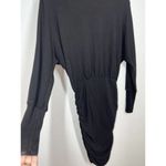 Monrow Supersoft Open Back Shirred Dress Small S Black Long Sleeves Photo 3