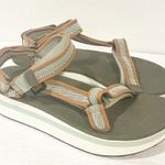 Teva  Women's Platform Sandals Size 10 Ankle Strap Brown Green White Photo 2