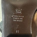 Talbots  Made in Italy Brown Woven Leather Slides Heeled Sandals 7M Square Toe Photo 8