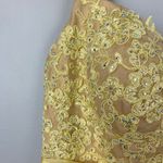 La Femme  Lemon Yellow Lace & Chiffon Gown  Embellished Dress Size 8 19882 Photo 3