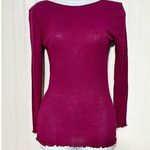 Free People Intimately Womens Lettuce Edge Long Sleeve Top Berry Purple Sz Small Photo 0