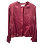 Massimo Dutti  Satin Bomber Jacket S 19” p2p Bordeaux NWOT Photo 1