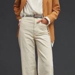 Anthropologie Maeve The Colette Wide Leg Corduroy‎ Pants in Cream Size 34 Tall Photo 0