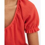Madewell Texture & Thread Red Peasant Blouse Medium Jewel Tone Fall Photo 2