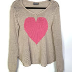 Wooden Ships  Pink Heart Crewneck Lightweight Open Knit Sweater size X/S Photo 0