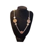 Silver & Rose Gold Tone Necklace Long Chain Medallion Pendant Fashion‎ Jewelry Photo 1