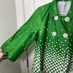 NWOT Dress Barn‎ women’s green white dot wide sleeve peacoat jacket large Photo 2