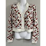 Hello Kitty Dumbgood Sanrio  Strawberries Waffle Knit Cropped Cream Cardigan L Photo 10