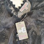 Pretty Angel Black Sheer Embroidered
Appliqué Blouse Women's Size Small NWT Photo 5