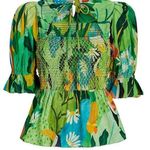 Farm Rio Vintage Toucans Smocked Peplum Top Photo 0