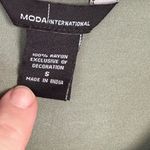 Moda International Olive Green V Neck Y2K Top Beaded Detail Fairycore Coquette Photo 3