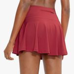 SANTINY Pleated Tennis Skirt 4 Pockets High Waisted Athletic skort Red Photo 4