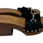 275 Central Sloane Sandal Shoes Clog Heel Gold Hardware Suede Black Size 39 US 9 Photo 4