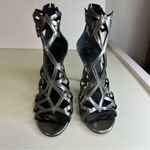 Kendall + Kylie  Elena Metallic Silver Cutout Caged Sandal Stiletto Heels Size 10 Photo 11