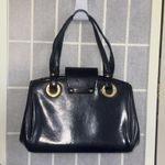 Vintage Black Patent Leather Old Money Minimalist Classic Top Handle Bag Purse Photo 1