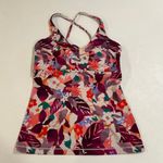 Athleta  Floral Power Y Tank Top Size MT Crossback Shelf Bra Activewear Photo 0