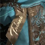 Trixxi  Teal Black Velvet Burnout Floral Lace Halter Dress Y2K Size Juniors 9 Photo 9