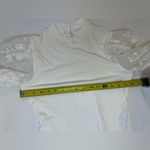 Elegant Bodysuit Women’s White Ribbed floral embroidered Gonza puff sleeves Photo 3