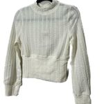 Band of Gypsies BAND OF THE FREE Raquel Ivory Ribbed Knit Cable Mock Neck Pullover Top NWT Small Photo 4