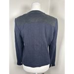 Mango Suit Womens Coat Blazer S Blue with Black Leather Trim City Photo 9